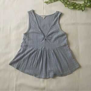 Lucky Brand Light Blue Textured Knit Peplum Top